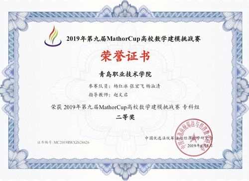 在我院海尔学院教师赵文启及周楠的指导下,数学建模工作室张宏飞